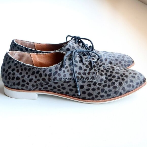 DV by Dolce Vita Grey & Black Calf Hair Leather Lace-up Low Heel Derby Shoes 7 - Picture 2 of 16